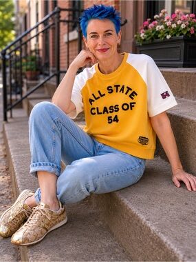 Superdry Collegiate Color Block Sweatshirt All State Class of 54 Gold, Women’s 6